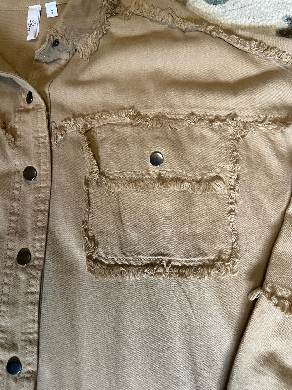 Elan "Rock & Roll" Frayed Shacket — Size Small - Picture 3 of 5